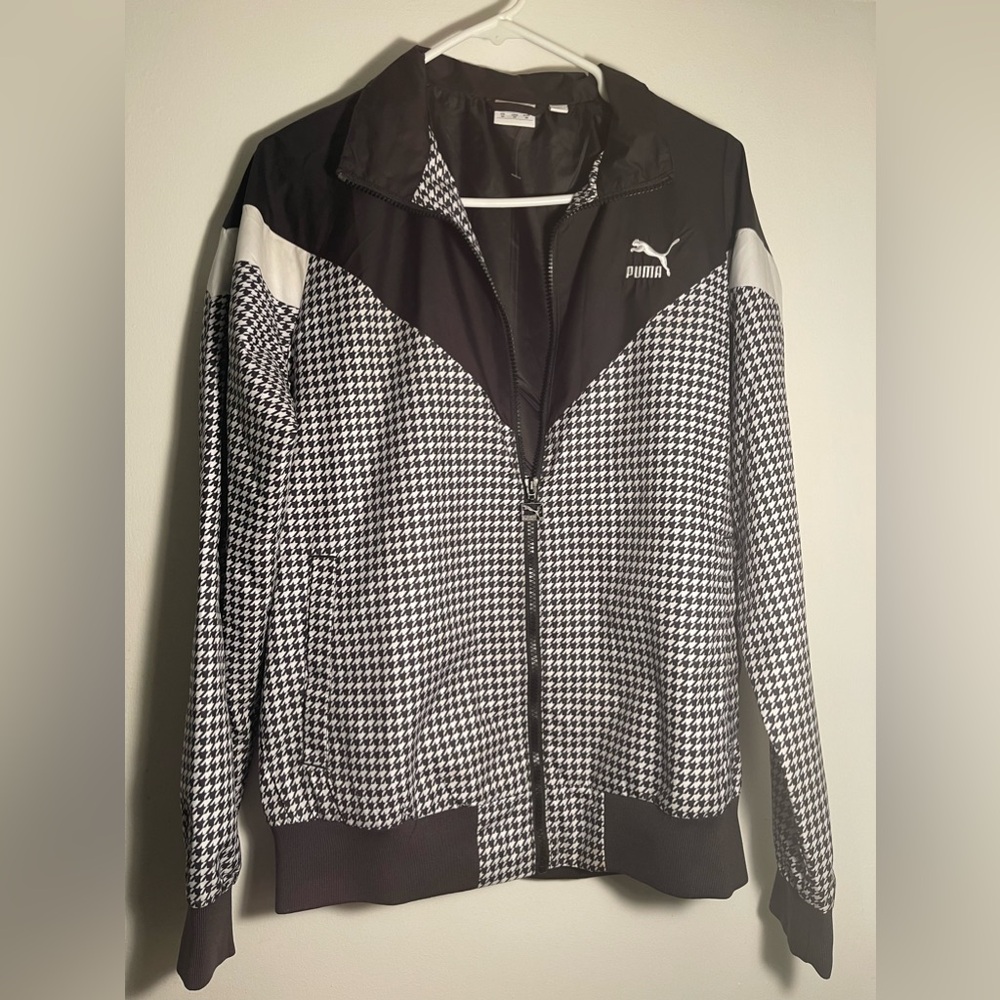 NWOT Puma MCS Woven Houndstooth Zip Jacket
